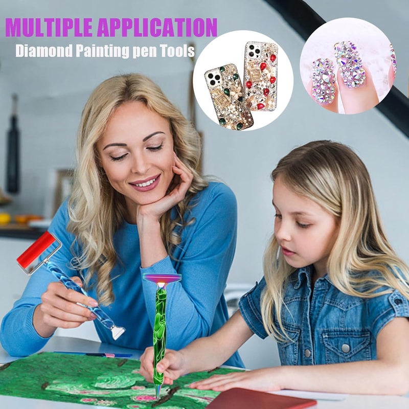 Heyseri 14PCS Diamond Painting Pen Ergonomic Diamond Art Pen with Exquisite Stainless Steel Metal Tips, Comfort Grip and Faster Drilling(Green) - Image 3